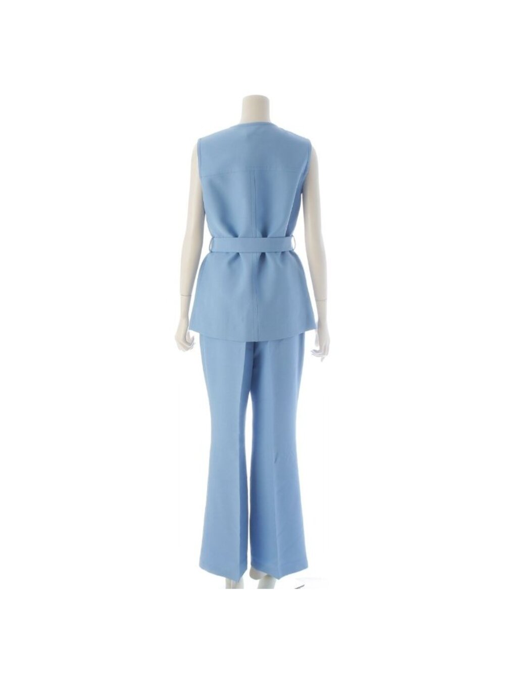 Gucci Silk Wool GG Button Sleeveless Belted Vest Pants Set Blue /40 38 - Picture 4 of 10